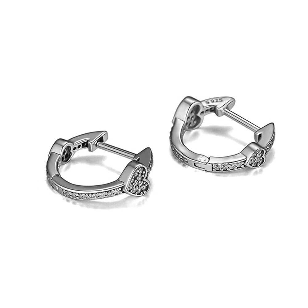 Ckk Echt 925 Sterling Silver Clear Cz Verleidelijke Harten Hoop Oorbellen Voor Vrouwen Wedding Earring Verklaring Sieraden Bijoux