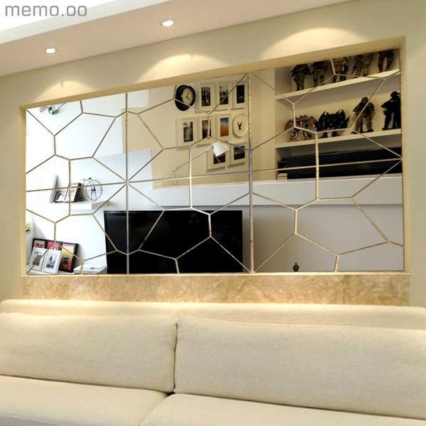 14 pièces acrylique géométrique Puzzle miroir autocollant mural bricolage Art mur décor autocollants salon miroir décoratif