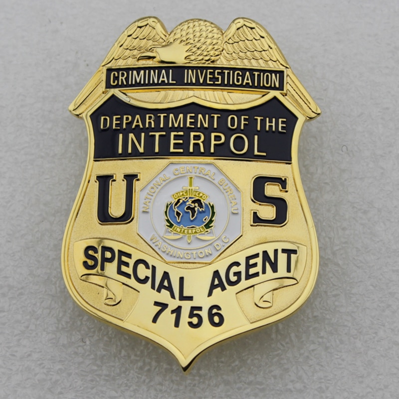 Klassieke Strafrechtelijk onderzoek Afdeling van de Interpol Special Agent Replica Movie Prop Shirt Revers Pin Badge Kerstcadeau