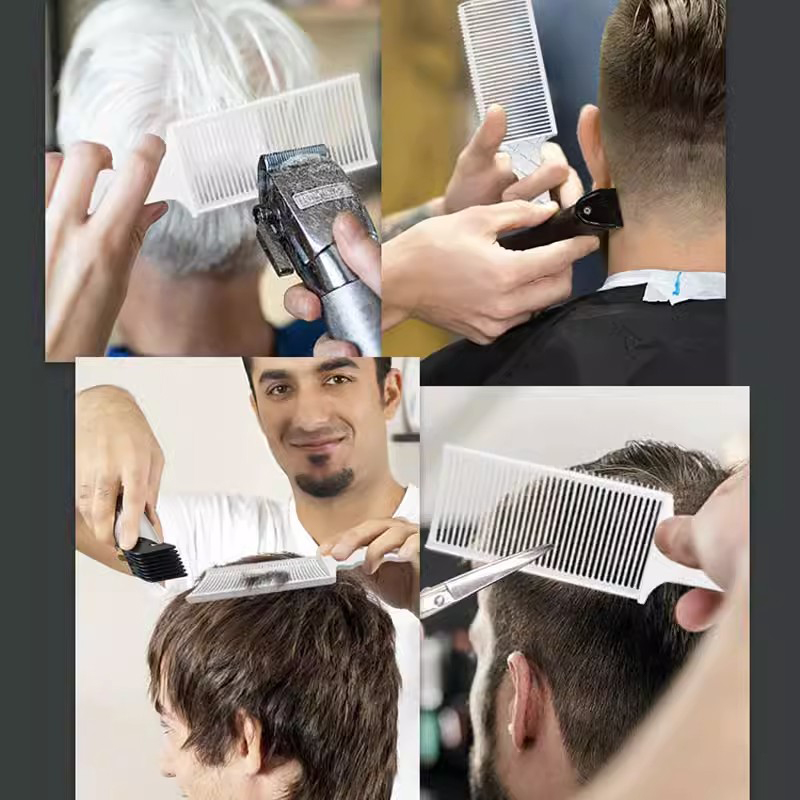 2 Stuks Kit Upgrade Kapper Platte Top Haar Knippen Kammen Mannen Arc Gebogen Positionering Tondeuse Kammen Salon kapper Gereedschap