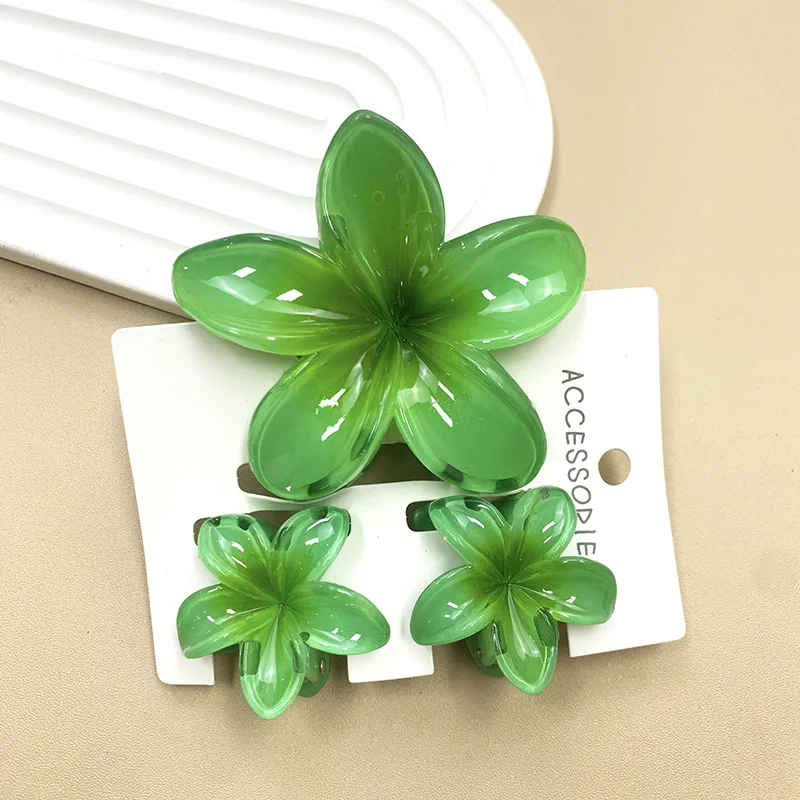 3 unids/set dulce flor colroful gradiente garras para el cabello Cola de Caballo Cip abrazadera pasadores horquillas para mujeres chica accesorios para el cabello de playa: Verde
