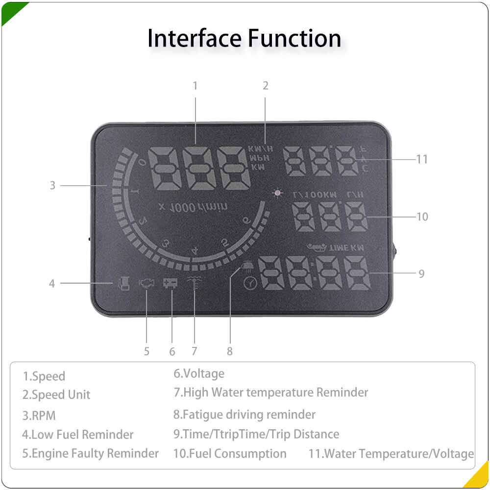 i9 HUD Head Up display Auto HUD OBD2 Car Speed Projector KMH MPH Speedometer Car Detector Oil Consumption Alarm