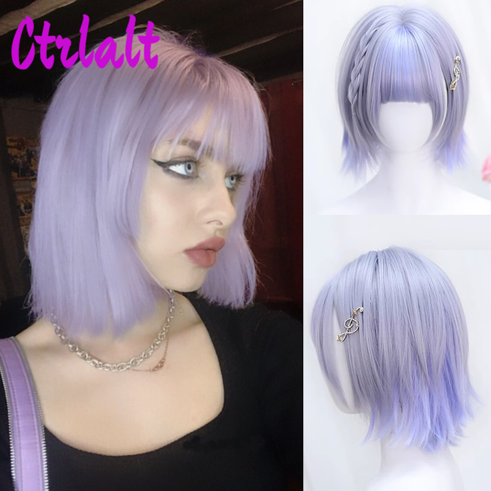 Pelucas de pelo Natural sintético en capas para mujer, color negro y marrón, ondulado, para uso diario, con flequillo de cortina, resistente al calor: #16