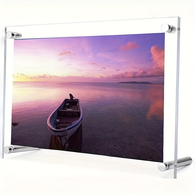 Ensemble de cadres Photo en acrylique, porte-Photo de bureau sans cadre de Style magnifique, cadre flottant rectangulaire et horizontal avec support