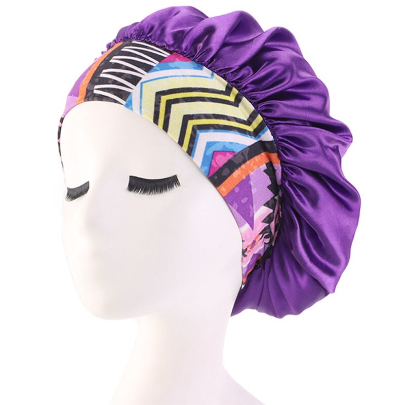 Pañuelo para la cabeza de satén para mujer, gorro para dormir, gorro envolvente para el pelo, diadema, banda ancha, gorros casuales elásticos, sombrero de Color sólido: Purple