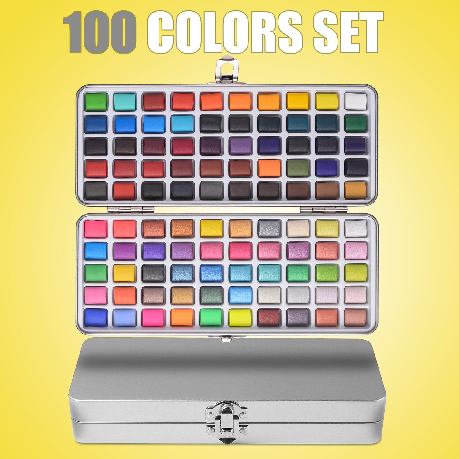 Flydom-conjunto de pintura aquarela, kit com 18/50/72/90/100 cores, pigmento sólido, materiais de arte para desenho, aquarela: 100 Colors