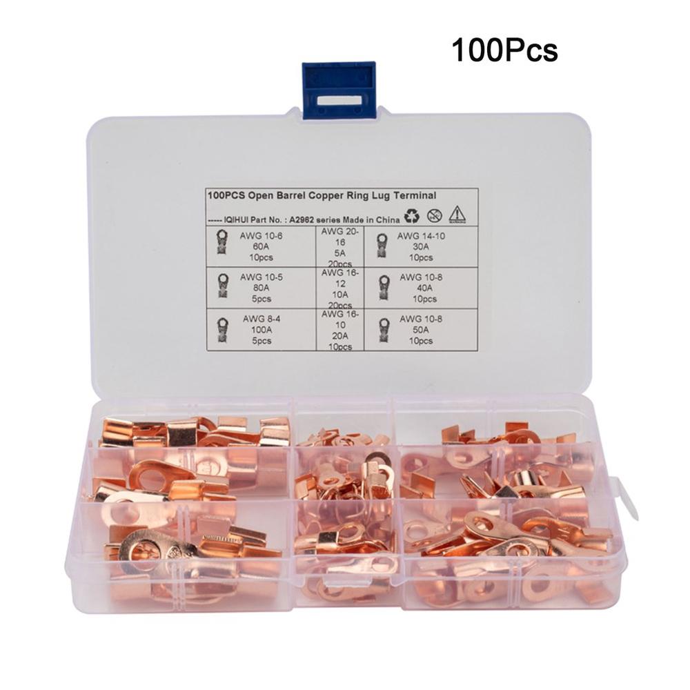 90pcs/set OT Cable Electrical Wire Terminal Insulated Cord Connector Red Copper Sets 10A-50A Wire Terminal Connector