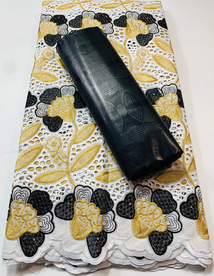 African Bazin Riche Brode Fabric Combine Swiss Voile Cotton Lace Damask Guinea Brocade Lace Fabric 2.5+2.5yard VKM116: AS PIC8