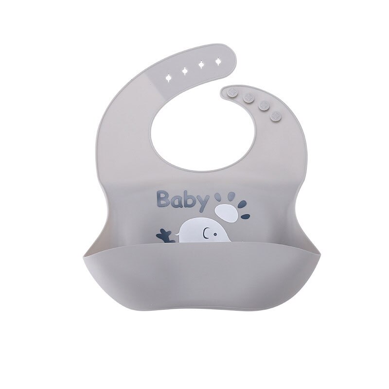 Babero impermeable de elefante para bebés, Baberos suaves para bebés, de silicona de grado alimenticio, accesorios para bebés: gray