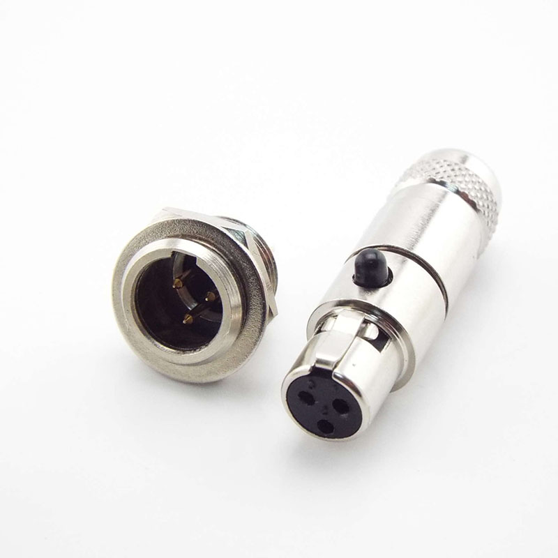 Audio Microphone XLR Male Panel Chassis Socket Screw Mount Mini 3Pin Female Plug Connector MIC Adapter