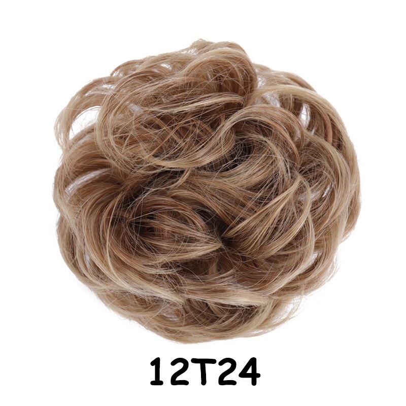 XUANGUANG Curly bun wearing rubber band synthetic wig Donut wig chignon Heat-resistant synthetic bun: 12T24