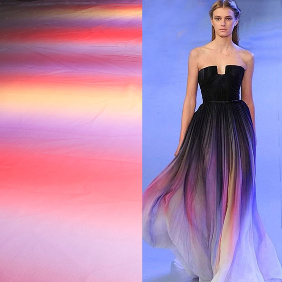 Gradient Color Chiffon Fabric Changing Shade 100d Chiffon Sheer Gowns Dress 150cm Wide - Sold By The Half Meter