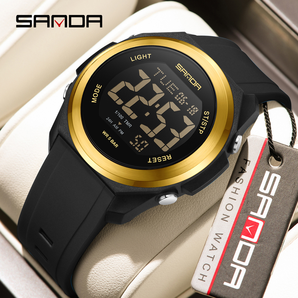 Sanda 2199 new sports watch with waterproof timing and multiple luminous electronic clocks, alarm clock reminder, men's watches