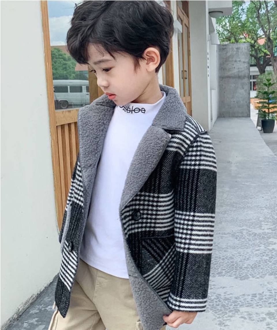 Chaqueta de lana para niños, abrigo corto cálido en 2 colores, ropa informal de para niños de 2, 3, 4, 6, 8 y 10 años, Otoño e Invierno: 101 / 4