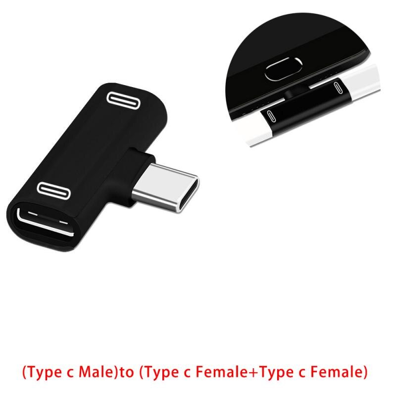 Doppio Tipo C USB-C Cuffia del Trasduttore Auricolare Audio di Ricarica Adattatore di Caricabatteria Splitter Convertitore per Xiaomi per Huawei Dropshipping: 1