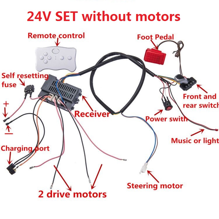2025 complete sets of  rx74- 24 v /rx37 12 v children's electric cars, diy accessories, wires, receiver, remote control, toy, dual drive