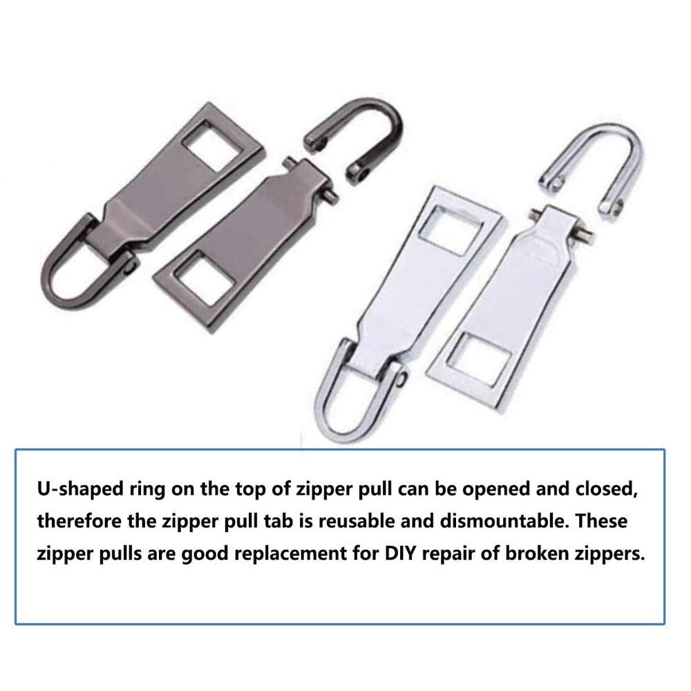 10pcs Zipper Pull Tabs Zip Fixer Replacements for Crafts Zipper Replacement Zipper Repair Kit DIY Detachable Zipper Pull Tab