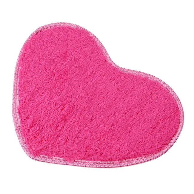 Felpudo antideslizante con forma de corazón de 26*37cm, suave microfibra esponjosa, para el suelo de baño, para dormitorio, alfombras, salón: Rose red