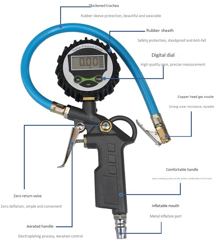 Car Tire Pressure Gauge Digital Display Tire Pressure Monitor Inflation Monitoring