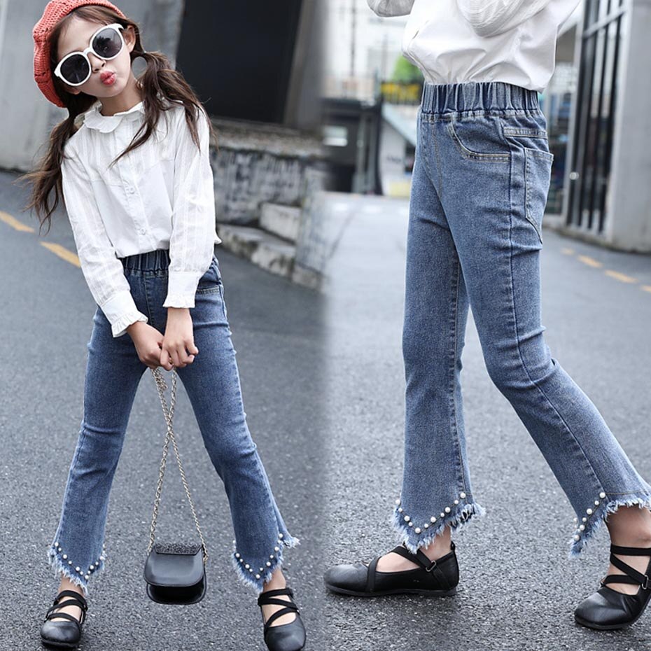 Filles jean perle décoration enfants jean pour filles Jeans décontractés pour enfants adolescents vêtements pour enfants 6 8 10 12 14
