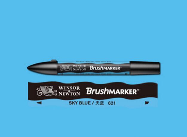 Winsor & Newton Brushmarker Marker Pennen Kwast Alcohol Gebaseerde Snelle Droge Blauw Groen Tones: Sky Blue