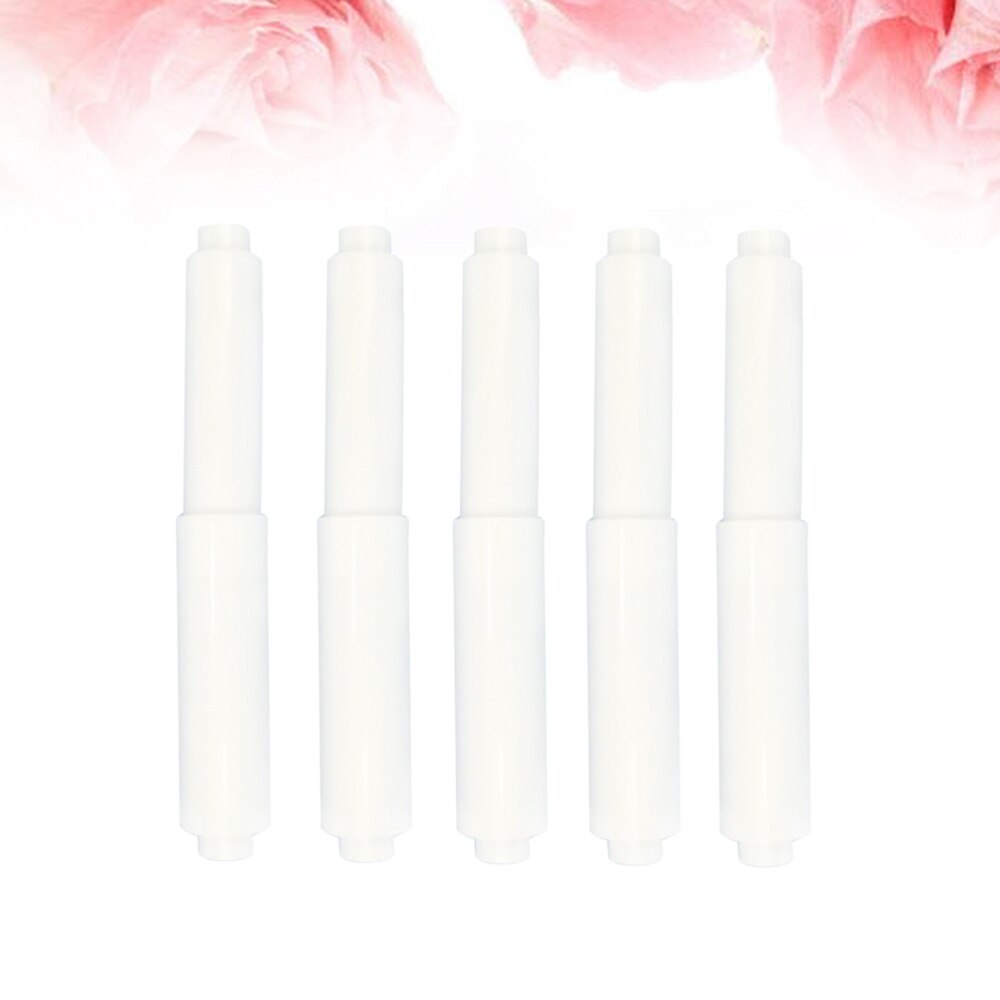 5Pcs Roller Fit-All Style Plastic-Spring Loaded White Roller Bathroom Paper Holder Replacement(White)