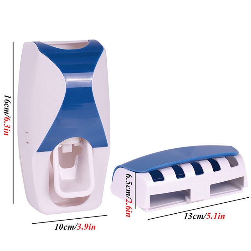 Brushing Tool Set Automatic Toothpaste Dispenser And Toothbrush Holder Set Convenient Bathroom Product 1 Pair: Blue
