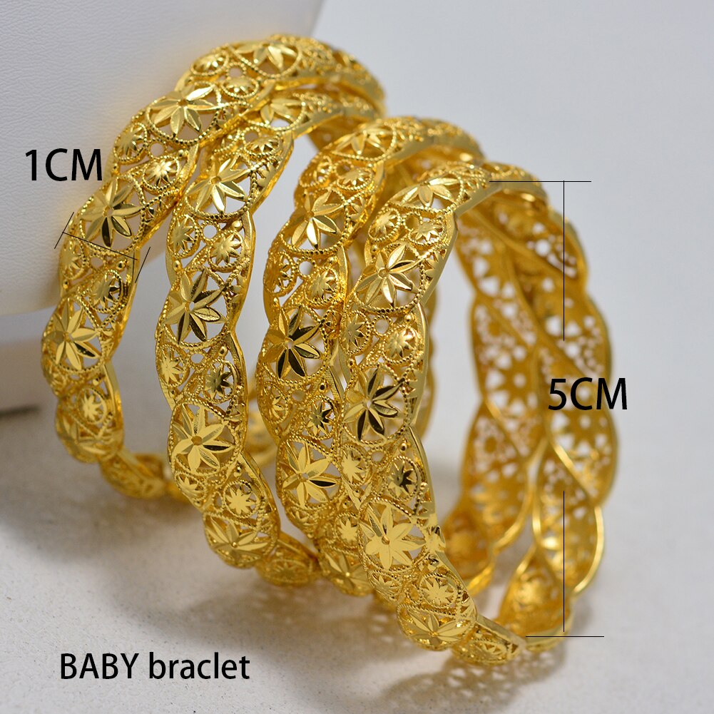 24K 1Pcs Dubai Arab Gold Baby Armband Armreifen Schmuck Armbänder Frauen Mädchen Baby Nahen Östlichen Afrikanische Kupfer armreifen: 1PCS bay