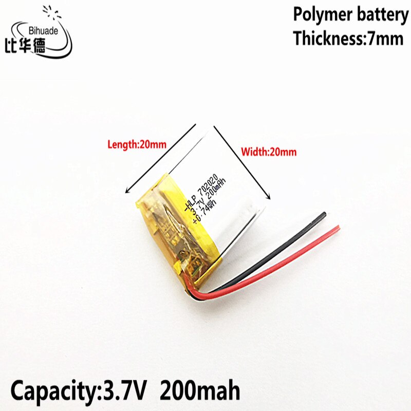 Liter energie batterie 3,7 V,200mAH,702020 Polymer lithium-ion/Li-Ion batterie für SPIELZEUG, POWER BANK,GPS,mp3,mp4, handy, lautsprecher