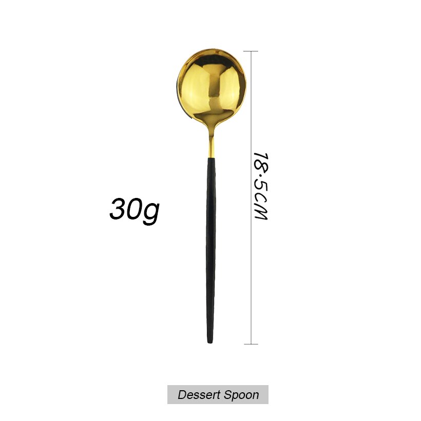 4Pcs Rosa Gold Geschirr Besteck Dessert Löffel Set Lange Griff Spiegel Löffel Besteck Küche Zubehör 304 Edelstahl