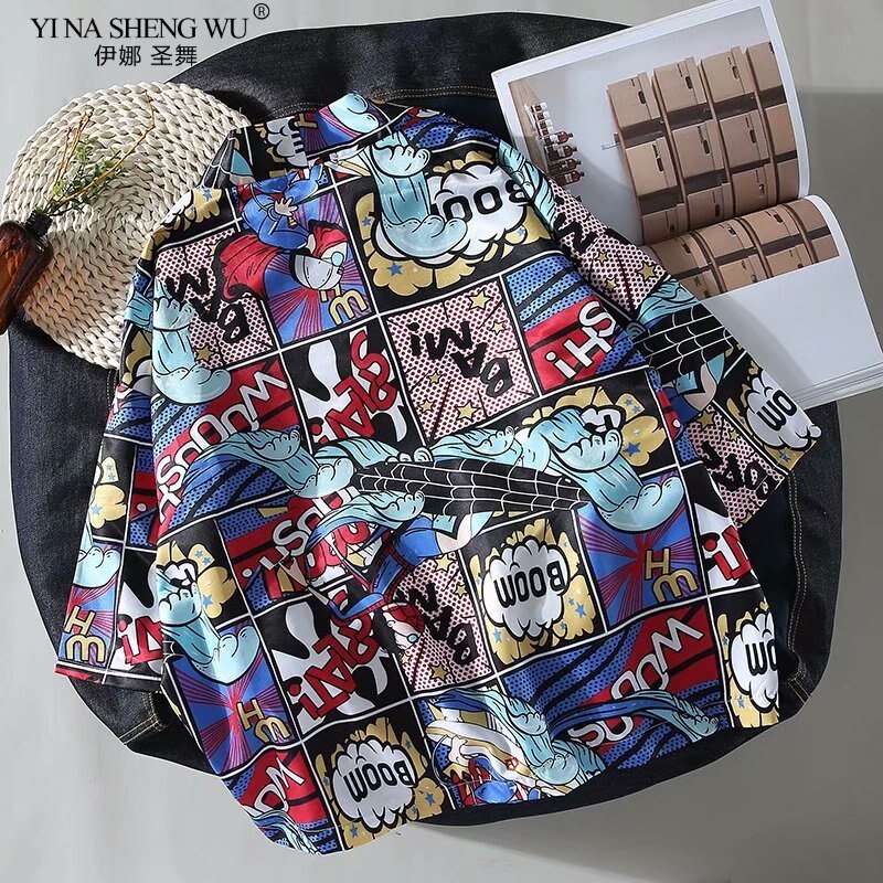 Japan Style Print Vintage Harajuku Blouse Sunscreen Cartoon Shirts Japanese Batwing Sleeve Yukata Women Couple Kimono Cardigan