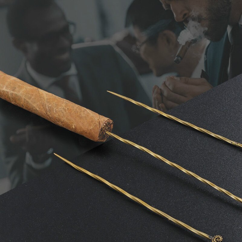 Aiguille de passage de cigares rétro en laiton, fumeur de cigares Portable, drague percée créative, sculpture, aiguille de Ventilation en spirale, outils pour cigares