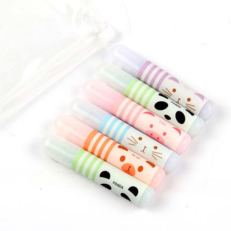 48 pcs/lot Cartoon Panda Cat Animals Highlighter Mini 6 colors Drawing marker pens office school writing supplies