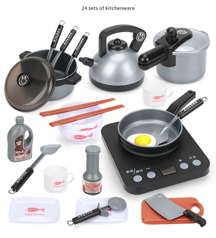 44Pcs Kinderen Mini Keuken Speelgoed Kookgerei Pot Pan Kids Pretend Koken Spelen Speelgoed Simulatie Keukengerei Speelgoed Kinderen gyh: 24Pcs