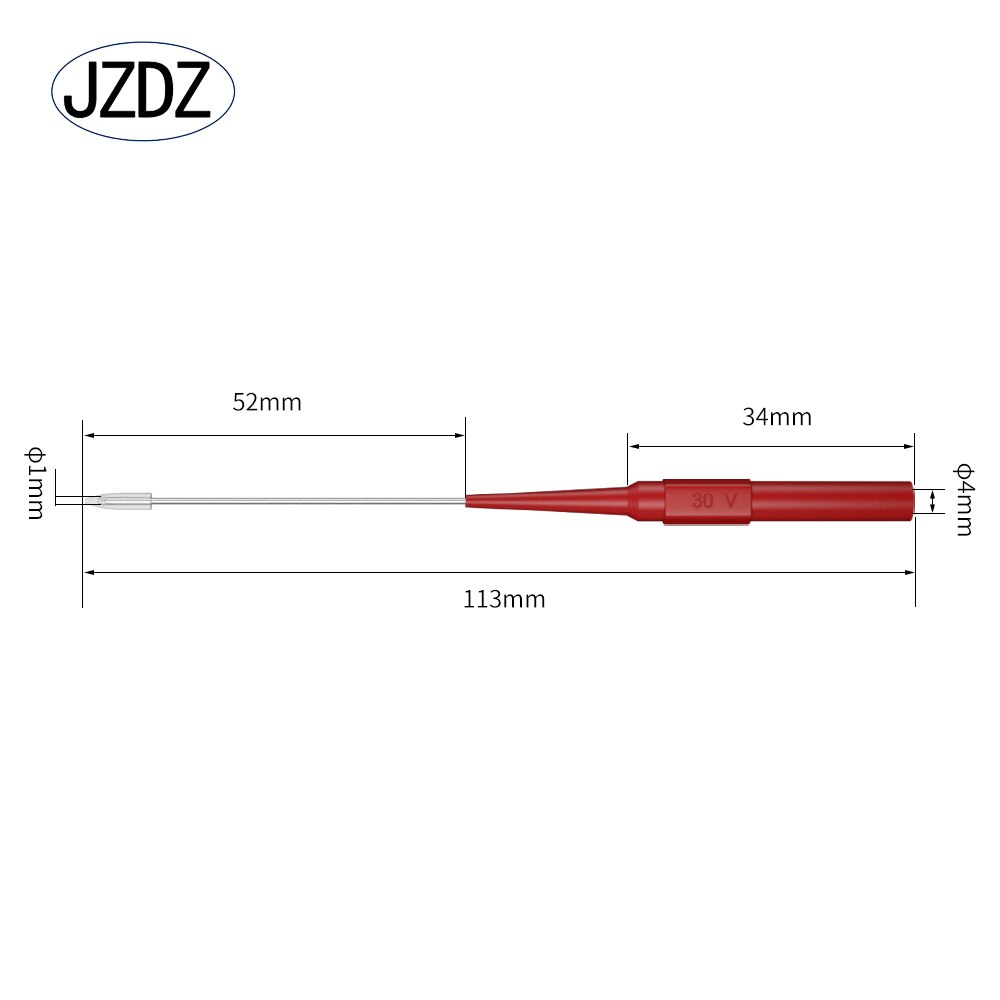 Jzdz 2Pcs 1Mm Test Sonde Naald Mul-Timeter Roestvrij Punctie Terug Probe 4Mm Banaan Socket Auto reparatie Tool J.30009 +