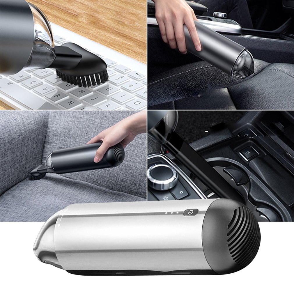 1 Set Car Use Space Aircraft Alloy Mini Capsule Wireless Car Vacuum Cleaner Home High Power Charging Type