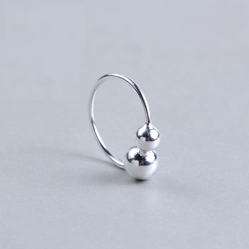 Kindey 925 Sterling Silver Beads Ball Rings For Women Big Antique Rings Finger Jewelry
