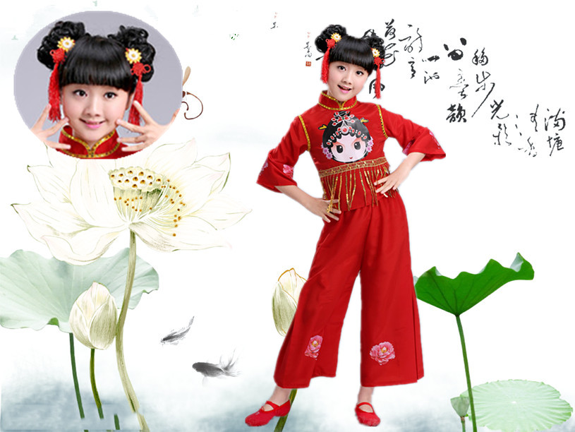 Kinderen opera pretty dans kostuums rap facial kostuum Peking Opera kostuums Stage dance kostuums
