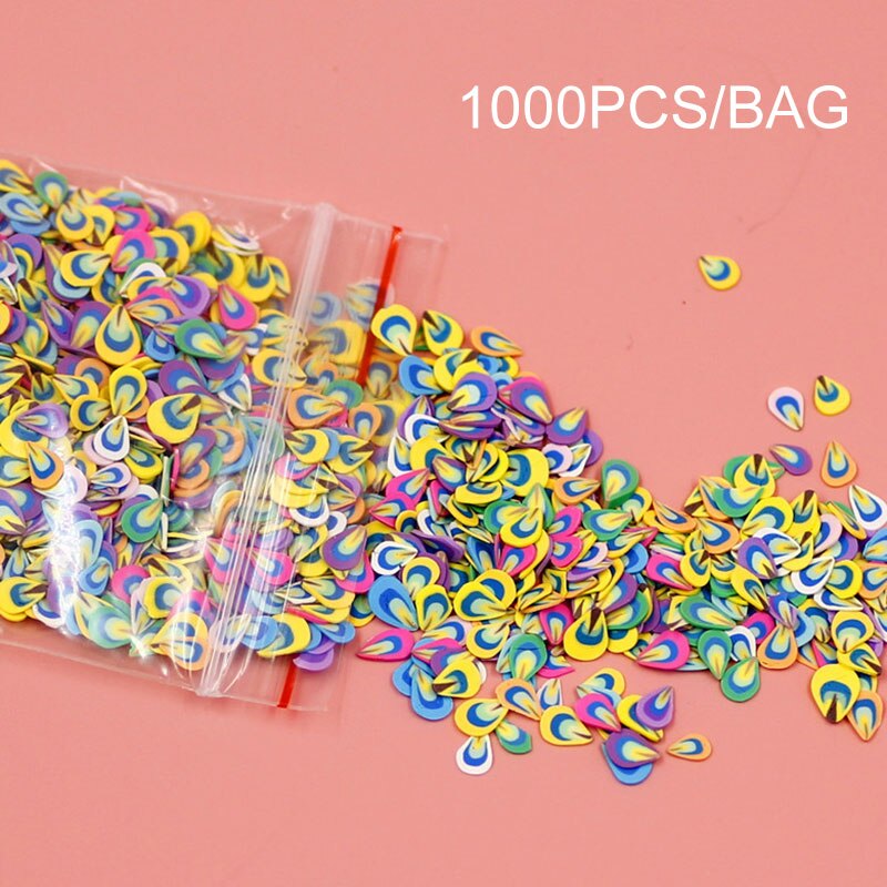 1000 stk/pose gør-det-selv krystal mudder tilbehør legetøj til børn piges gør-det-selv nail art skønhed tilbehør barn foregive frugt skiver legetøj: Lysegul