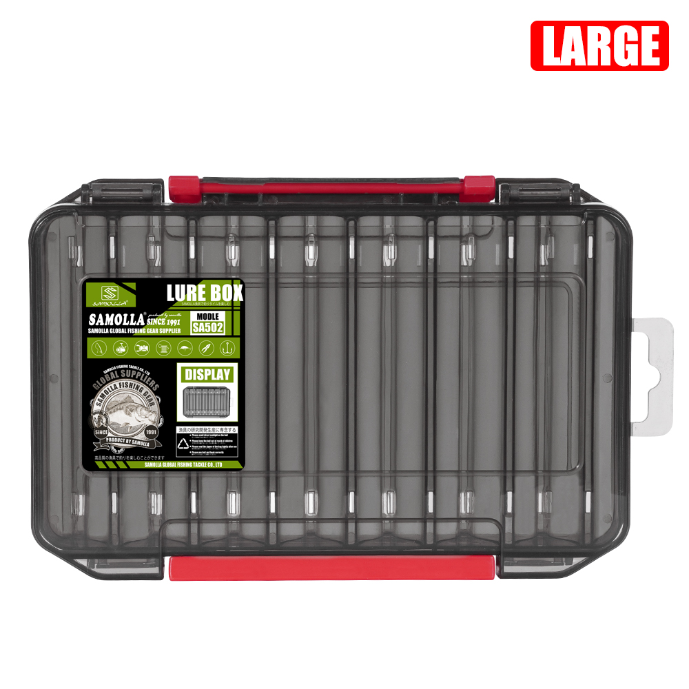 SAMOLLA Double-Sided Compact Tackle Box - Streamline Fishing with Durable, Versatile Organizer for Lures, Hooks, Baits: black