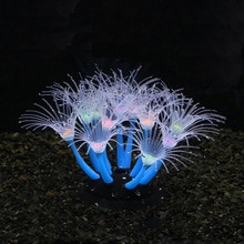 Coraux de tournesol, Gel de silice souple qui se déplace naturellement avec le flux d'eau, corail qui brille dans la nuit, pour les décorations d'aquarium de poissons