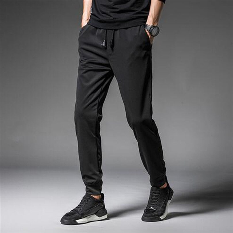 Pantalon de Sport pour homme, à la , avec cordon de serrage solide, à poches, vêtement de jogging décontracté, avec faisceaux, pieds décontracté, vêtement de Sport #4ma6