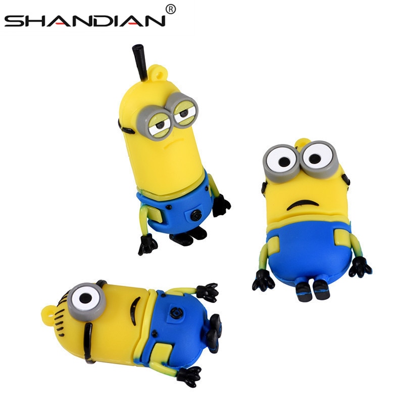 SHANDIAN Funny mini usb flash drive cute Yellow people 4GB 8GB 16GB 32GB 64GB 128GB pen drive memory flash drive Exempt postage