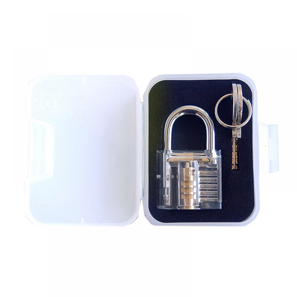 1Pc Clear Crystal Transparent Cutaway Locks Inside View Practice Padlock Visible View Lock Training Skill Locks Keyed Padlock: White