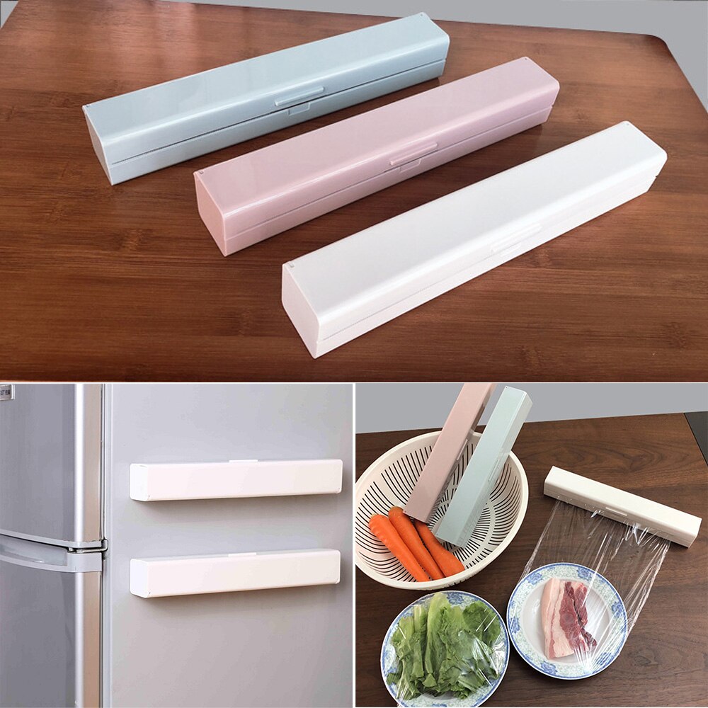 Kunststoff Lebensmittel wickeln Cutter Spender wickeln Spender Küche Haftenden Konservierungs Film Cutter Lagerung Werkzeug Küche Zubehör