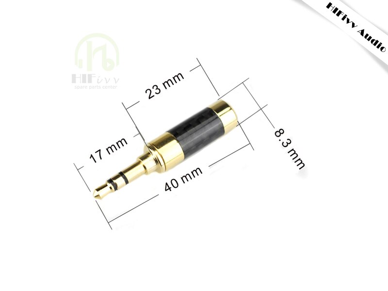 2pcs gold JACK plug 3.5mm Earphone plug 3.5mm Stereo Headphone Connector carbon fibre Gold-plated