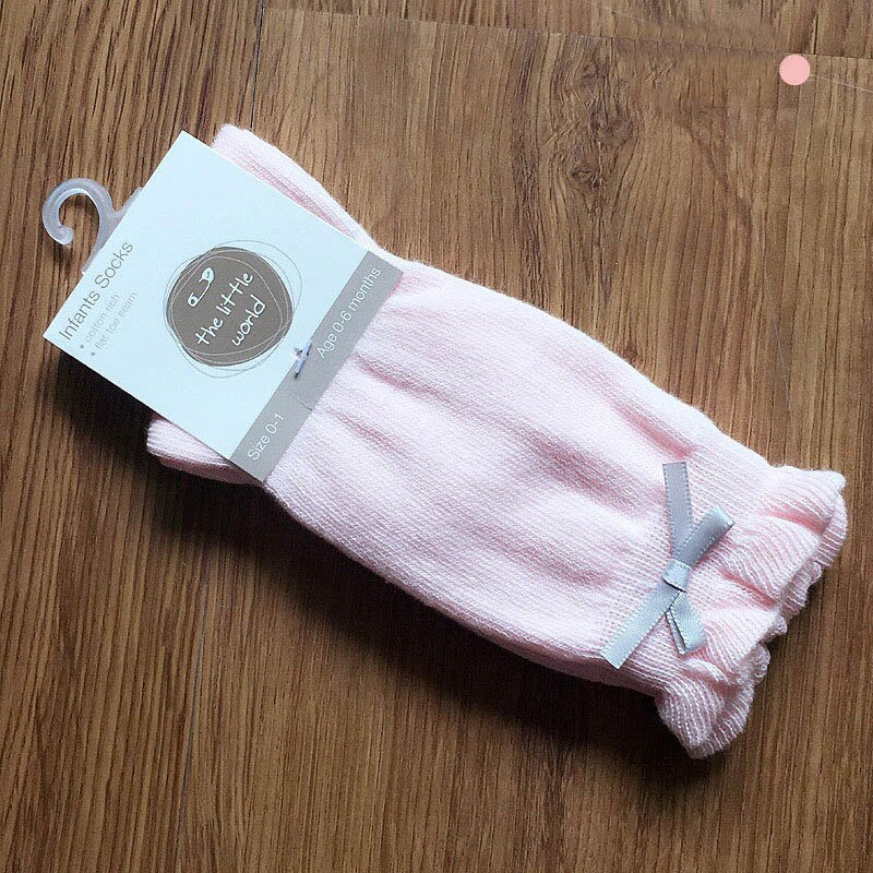 Leuke Bows Baby Sokken Lente Zomer Zachte Kids Baby Meisje Kniehoge Sokken Effen Kleur Ademend Baby Peuter Lange Sokken: Pink