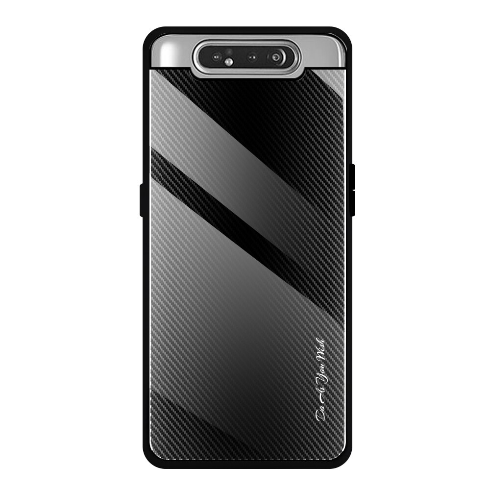 Vetro temperato di Caso Per Samsung Galaxy A80 A90 UNA Copertura Della Cassa 80 90 UN 80A Gradient Shell Per Samsun A80 a805 Stripes Caso Fundas: For A80 / 05