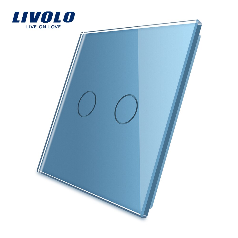 Livolo Eu Standaard, Luxe Witte Parel Kristal Glas, Enkel Glas Panel (Alleen), voor 2 Gang Wall Touch Schakelaar Diy: blue-No logo
