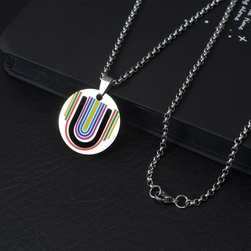 Regenboog Gay Pride Lgbt Rvs Driehoek Ketting Vrouwen Vriendschap Kettingen Mannen Hanger Sieraden: XLH014603
